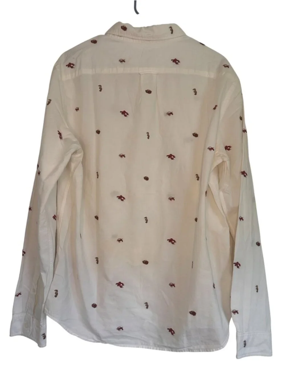 J.Crew Oxford Lobster Embroidered Button Down Shirt Mens Large White Preppy